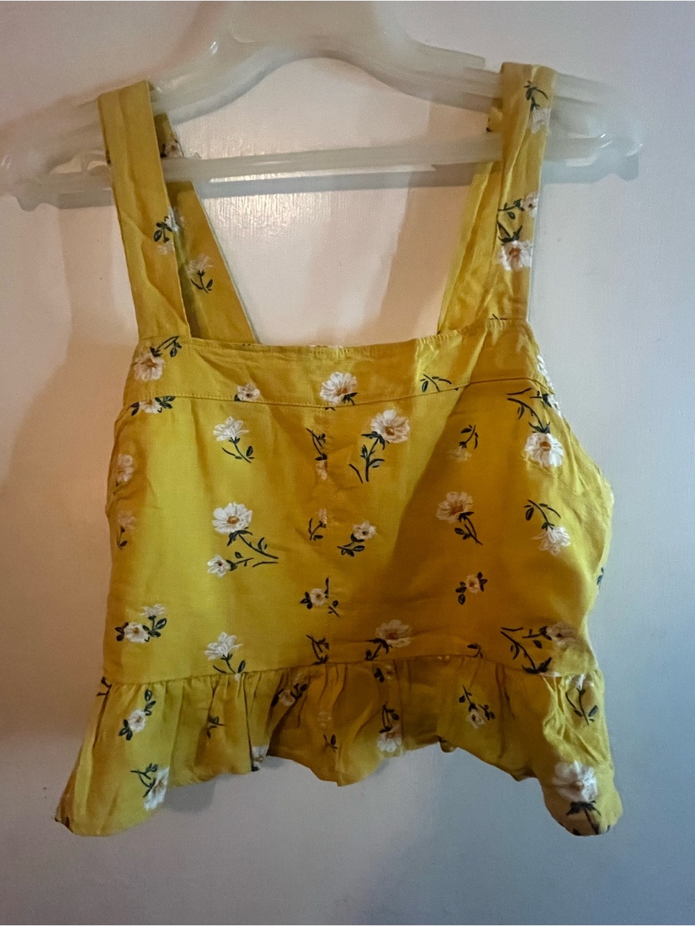 La Hearts Yellow Floral Ruffle Hem Tank